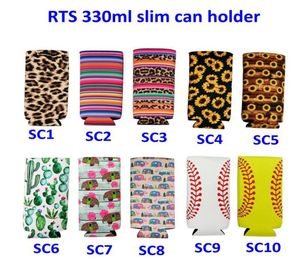 Slim Can Beer Insolatorer Premium Neoprene Beverage Cooler Collapsible Cola Soda Bottle Koozies Cactus Leopard Can Sleeve St6689753656