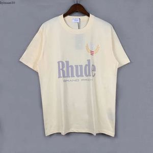 RH Designer Herren Rhude Sticker T -Shirts für Sommer Herren Tops Buchstaben Polos Hemd Damen T -Shirts Kleidung Kurzer lässiger Ärmel -Baumwoll -T -Shirts Grafik Tees 803