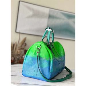 Designer travel bag 50 Boston 59712 Keepall 50B Taurillon Illusion Blue Green Handbag shoulder travel bag 7A Best Quality