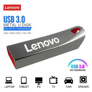 Adaptador Lenovo 2TB Original USB Flash Drives USB 3.0 Metal de alta velocidade Pendrive Capacidade Real memória Portátil Stick Storage U disco para PC