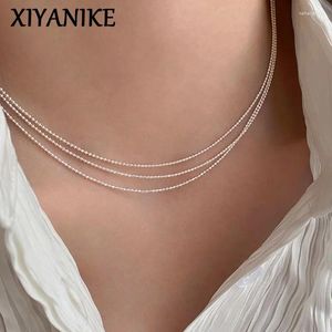 Kedjor Xiyanike Multi Layered Sparkling Chain Necklace For Women Beauty Korean Fashion Jewel Girl Gift Party Collier Femme