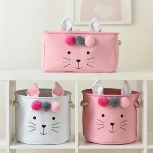 Large folding laundry basket toy storage box clothing organizer with lid cute childrens storage basket home decoration with handle 240426