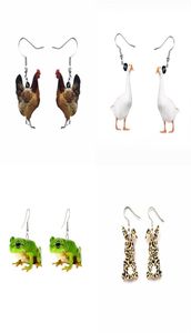 Funny Simulation Animal Acrylic Dangle Earrings for Women Frog Butterfly Chicken Earring Own Design Drop Earrings Female 20228478804