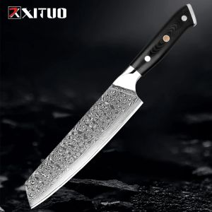 8 Inch Kiritsuke Knife Japanese VG10 Damascus Steel Kitchen Knife Slicing Knife Chef Knife g10 Black Plum Nail Handle