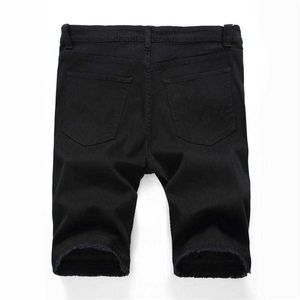 Мужские джинсы джинсовые шорты мужчины летняя растяжка Slim Fit Короткая дизайнерская хлопковая повседневная расстроенная черная джинсовая длина 1rkc