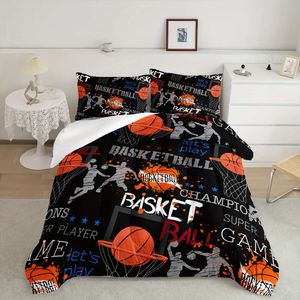 3PCS -Tröster -Set Voll, vollständige Sportfußballbettwäschesets, Basketballdekor (ohne Bettdecke und Blätter)