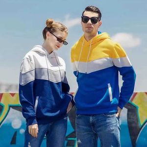 Men's Hoodies Sweatshirts 2024 Autumn/Winter Mens Fashion Trend Colorful Blocking Hoodies European and American Mens Colorful Blocking Hoodies Street Q240506