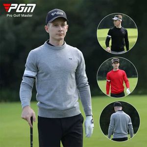 Men's T-Shirts PGM Long-Slved Knitted Tops for Men Stripe Warm Sweater Male Casual Windproof Pullover Man Round Neck Shirt M-XXL Y240506