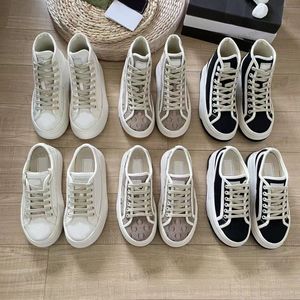 Designer Platform Sneakers Women's Platform Sneakers Classic Beige and ebony women's Sneakers Rubber soled embroidered retro casual sneakers with box