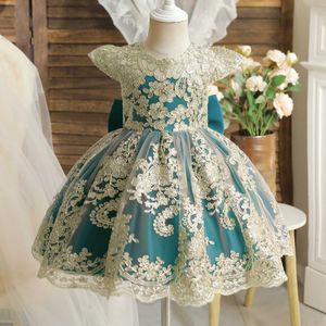 Kız Elbiseleri Çiçek Zarif Prenses Parti Elbiseleri Kız Bebekler İçin Arka Bey Çocuklar Düğün Akşam Elbisesi Lüks Dantel Mahkeme Elbise Tören için