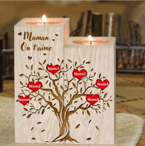Свечи для моей персонализированной мамы деревянная свеча держатель Diy Wordine из жизни Семейное дерево Имя для мамы -подарка домашние декоры