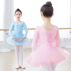 Scene Wear Girls Ballet Leotards Tutu Dress Pink Dance Kids Bowknot Bodysuit Gymnastics Leotard Multilayer Tulle kjolar