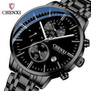 Wristwatches Mens Watches Fashion Chronograph Top Stainless Steel Quartz Watch Men Sport Waterproof Luminous Wristwatch 277K