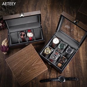 Caixa de armazenamento de relógio de nogueira simples casa de alta qualidade relógios mecânicos de madeira coleta de pulseira caixa de exibição caixa de relógio caixa 240423