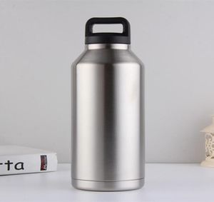 64oz Stainless Steel Water Bottle With Straw Lids Doublelayer Sports Insulation Pot Outdoor Travel Kettle Drinkware1384855