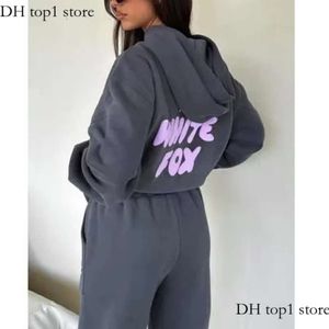 Whitefox TrackSuits Kobiety Zestawy bluzy z kapturem dwupoziomowe Polietower Polover Pollover Spodnie z kapturem swobodne luźne ubrania Zestaw Bluzy Bluzy 157