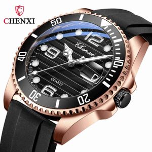 CHENXI/Dawn High Beauty Water Ghost Watch Mens Calendar Waterproof Night Glow Silicone Tape Quartz