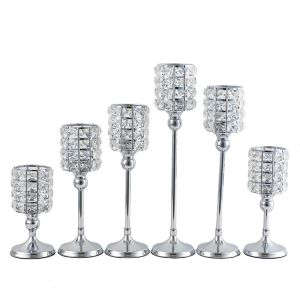 Holders Shiny Crystal Candle Holders Wedding Party Centerpieces Candle Lantern Gold Silver Votives Candelabra Christmas Candlestick