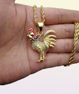 Collier Necklace Gold Color Stainless Steel Gallic Rooster Pendant Necklaces For MenWomen Iced Out Bling French Jewelry Gift5704823