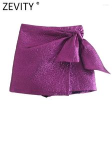 Shorts femminile Zevity Women High Street Decoration Texture Purple Signe Lady Zipper Chic Pantalone Cortos Qun938