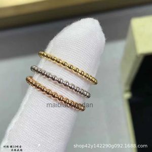 Designer Luxury Jewelry Ring Vancllf High Version Fanjia Bean Round Bead Edge 925 Thick Plated Rose Gold 18k Stacked Couple Light Style