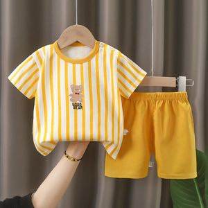 子供用半袖セットサマークラスA綿の男の子の服の女の子のTシャツ赤ちゃん2024年夏の子供用服