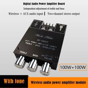 Förstärkare ZK1002T CS8673E Bluetooth 5.0 HIFI 2.0 Channel Power Audio Stereo Amplifier Board 2*100W Module Treble Bass Note Tuning AMP