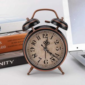 Desk Table Clocks 4in Retro Alarm Clock Desktop Clock with Night Light Double Twin Bell for Home Use