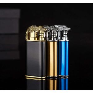 Creativity Frosted Crocodile/Dolphin Lighter Refilling Metal OEM Butane Double Flame Cigarette Lighter