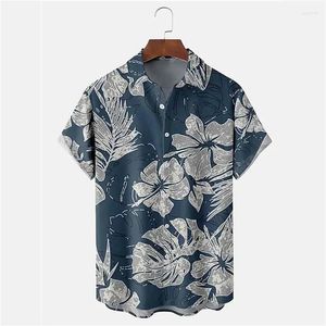 Mäns casual skjortor Hawaiian Tropical Plant Print Shirt för semester strand över sommaren lös och cool klädgata utomhus kortärmad