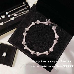 Ohrringe Halskette Welpe Bone Punk Hip Hop Flash Strass Strass (Luxus silberfarbenes Bankett übertriebene kühle süße Mädchen Choker 291n)