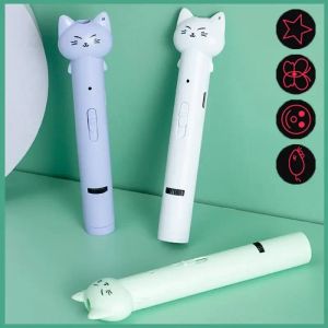 Mice 1pc Funny Pet Cat Pen Laser Multifunction USB Multipattern Projection Threeinone Laser Toy Feather Stick Animal Toys
