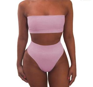 Seksi bikinis kadın bikini, omuz katı bandaj push up yastıklı mayo mayo plaj kıyafeti pluz biquini8959266