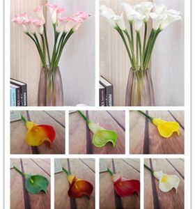 Gerçek dokunuş büyük boy aralı zambak çiçekler yapay callas çiçek simülasyonu pu calla zambakları düğün centerpieces için 8 renk fl3130548