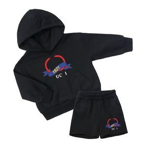 Ragazzi designer di ragazze con cappuccio per bambini designer abiti lettere di moda set stampato set di pantaloncini con cappuccio per bambini kalekids felpe per bambini a due pezzi cxd240563