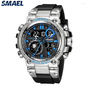 Armbandsur Smael Fashion Sporty Watch for Men Creative Weave Texture Dial Clock Waterproof Chronograph Digital Man 8093 Reloj Hombre
