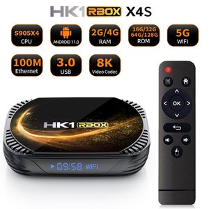 HK1 RBOX X4S Android 11.0 Caixa de TV amlogic S905X4 8K 4G 32/64/128 GB Dual