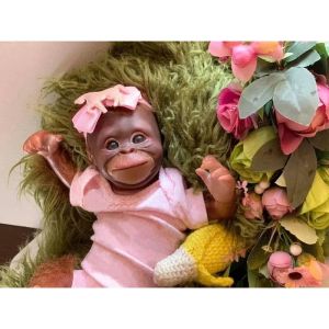 Dolls 45CM Reborn Monkey Baby Orangutans Lifelike Soft Touch Cuddly Soft Body Doll Collectible Art Gifts for Adults