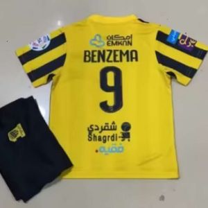 Futbol Forması Erkeklerin Trailsits Suudi Jiddah Birleşik Sarı Kulübü 9 Futbol Forması Çocuk Dijital Baskı Boyutu 14-30