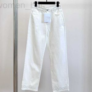 Pantaloni da donna Capris Designer Summer Nuovo Prodotto Xiaoxiangfengshan Camellia Jeans White White for Women EHO5