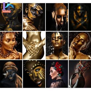 Tools Painting by Numbers Diy Figure Black Gold African Girl Oil Painting by Numbers on Canvas Wall Picture Modern Handmade Gifts