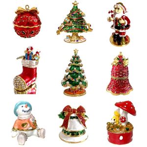 Dekorative Objekte Figuren 15 Weihnachten Thema Schmuck Kiste Vintage Metall Kristallschmuck Aufbewahrung Hülle Ehering Holds Home Tisch Dekor Mystery Box Geschenk T2405