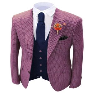 Men039s Suits Blazers 1 Piece Orange Plaid Wool Tweed Blazer Groomsmen Notch Lapel Mens Jacket For Wedding Bridegroom Slim Fi2713277