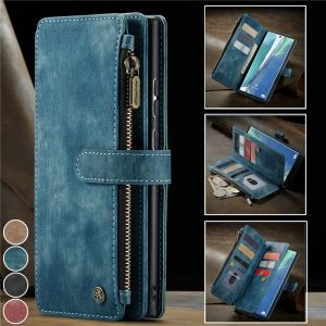 サムスンギャラクシーS24 S23 FE S22プラスS21 ULTRA S20 S10 NOTE 20 10 A54 A34 A14 ZIPPER FLIP COVERのケースレザーウォレットカード電話ケース