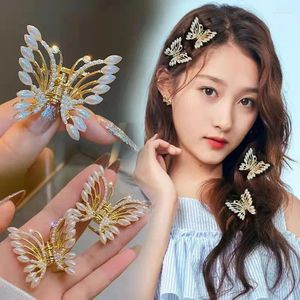 Hair Accessories Korean Fashion Headwear Net Red Metal Pearl Butterfly Hairpin Back Of Head Pan Catch Female Jewelry