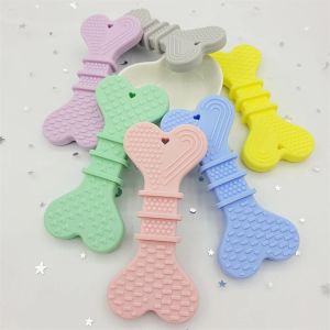 Blocks 10pcs Baby Silicone teether Dog Bone Lovely Teether Cartoon pendant Twisted DIY Pacifier Chain Baby Toys Teether Kids product