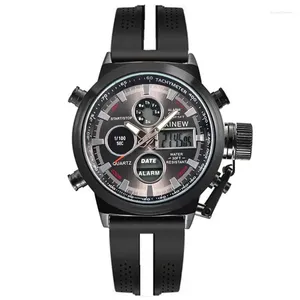 Wristwatches Men Big Brand XI Chronograph Watches Fashion Rubber Band Dual Time Multi-function Sports Quartz Digital Watch Reloj Hombre