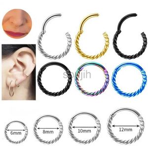 Body Arts 2Pcs 316L Stainless Steel Twist Hinged Septum Nose Rings Hoops for Women Men Septum Clicker Cartilage Tragus Helix Ear Piercing d240503