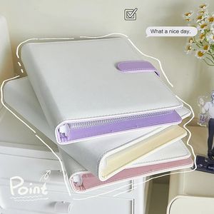 A5 Pu Leather Candy Color Binder Pocards Cute Looseleaf Idol Kpop Album Po Storage Book Journal Cover School Stationery 240428