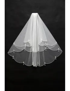 Bridal Veils YouLaPan Crystal Beaded Veil White Ivory Double Layer Luxury Wedding With Rhinestones And Crystals V102